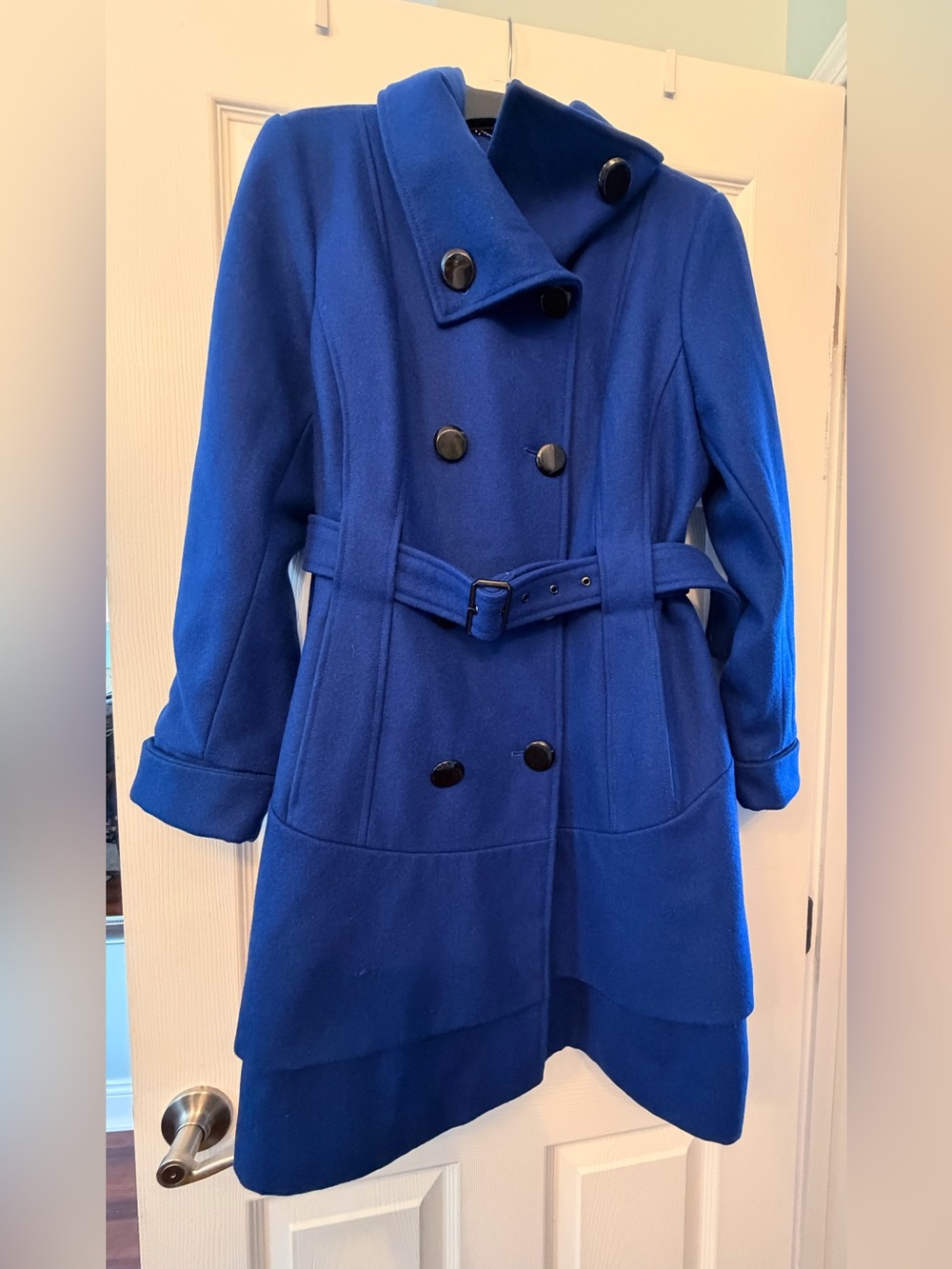 Worthington Royal Blue Double-Breasted Belted Pea Coat